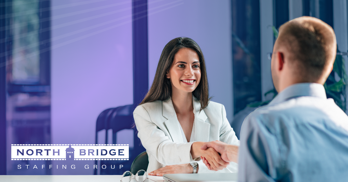 A recruiter and HR professional shake hands, illustrating the recruiting relationships that are at stake when HR leadership changes.